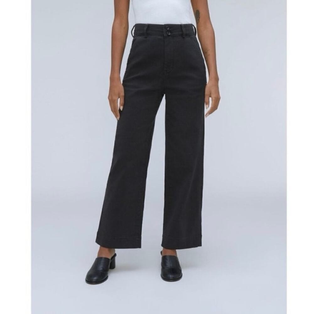 NWT Everlane The Organic Cotton Wide-Leg Pant High Rise Black Size 12